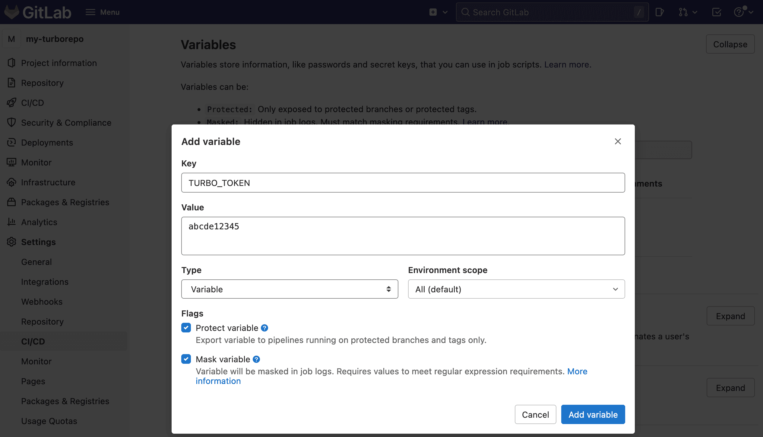 GitLab CI 创建变量